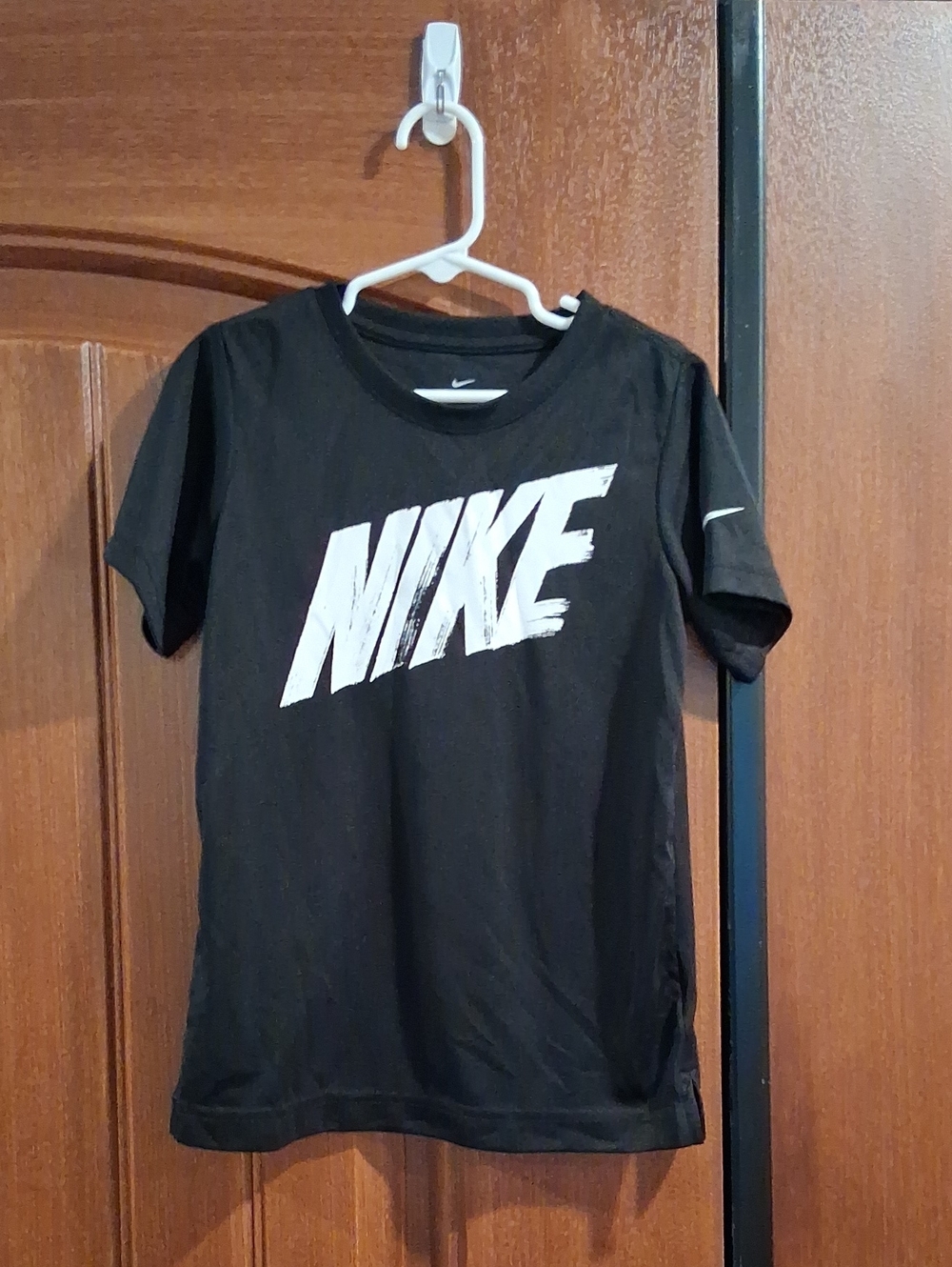 Nike Black Tee with White Brushstroke Logo